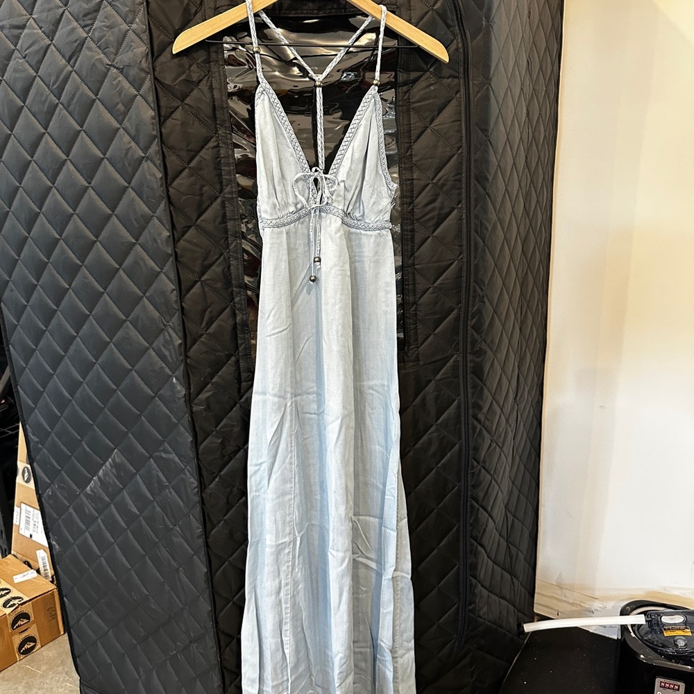 Guess Light Blue Strappy Maxi Dress
